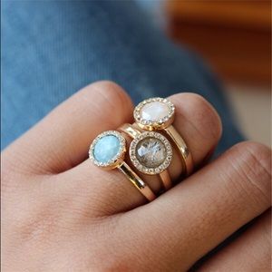 3 Piece Gorgeous Tropical Stones Ring Size 6